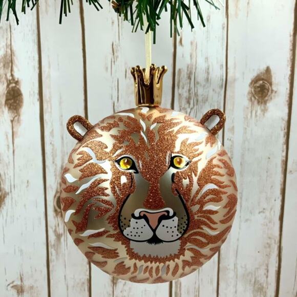 NEW D STEVENS Lion Hand Blown Porcelain Hand Painted Christmas Tree Ornament - Picture 1 of 1